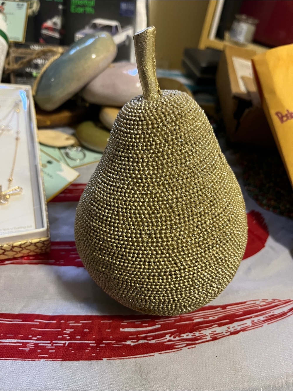 golden pear desk ornament/ paper weight